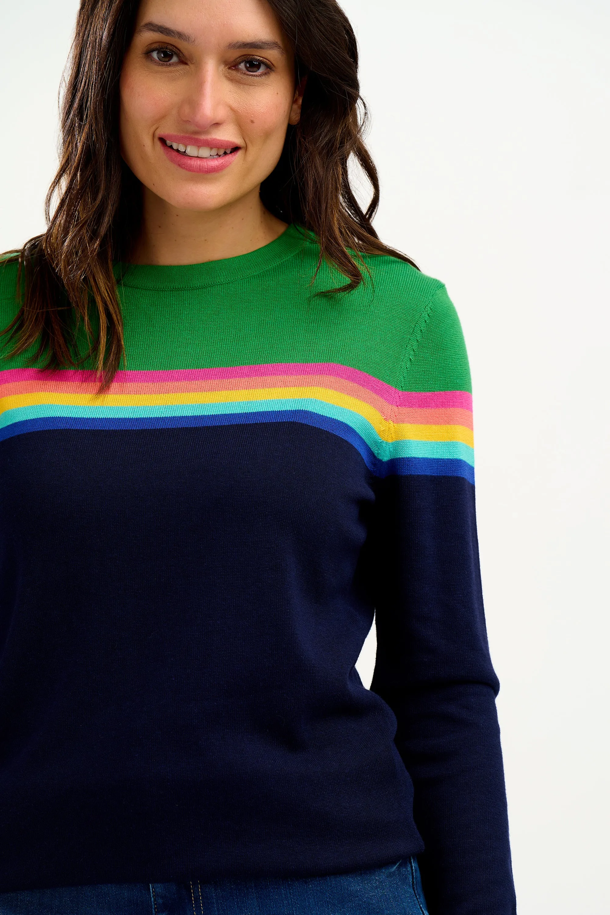 Rita Jumper - Navy/Green, Rainbow Split