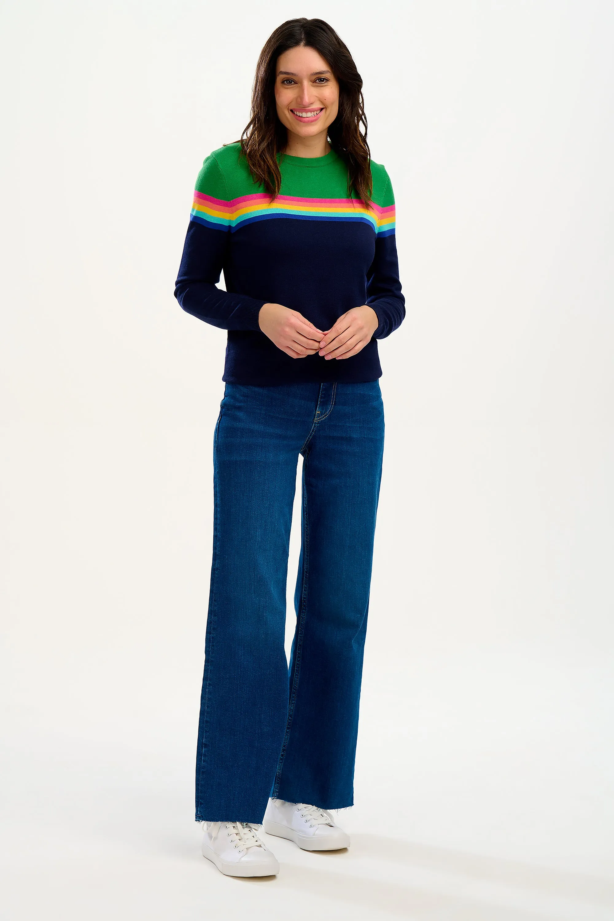 Rita Jumper - Navy/Green, Rainbow Split