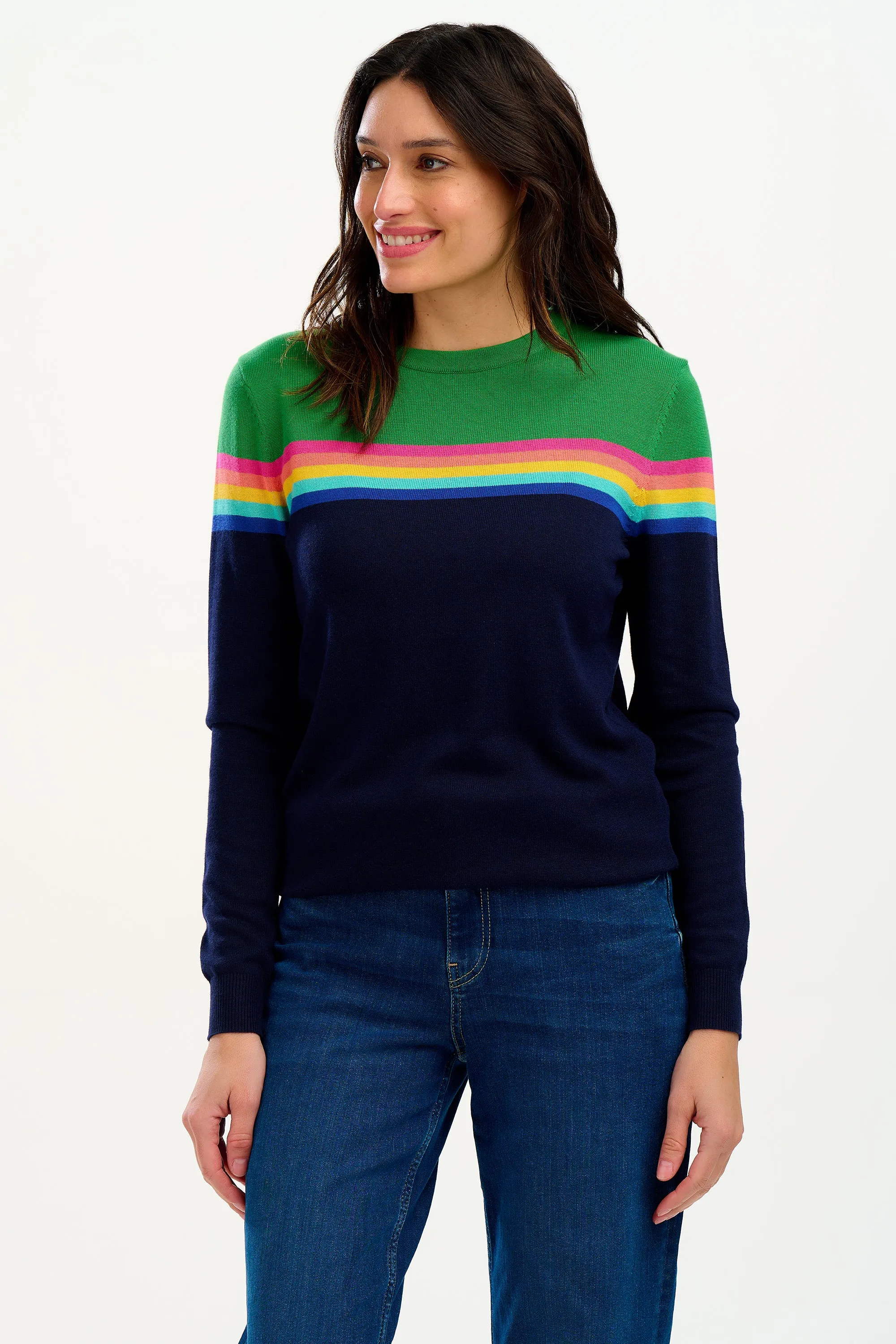 Rita Jumper - Navy/Green, Rainbow Split