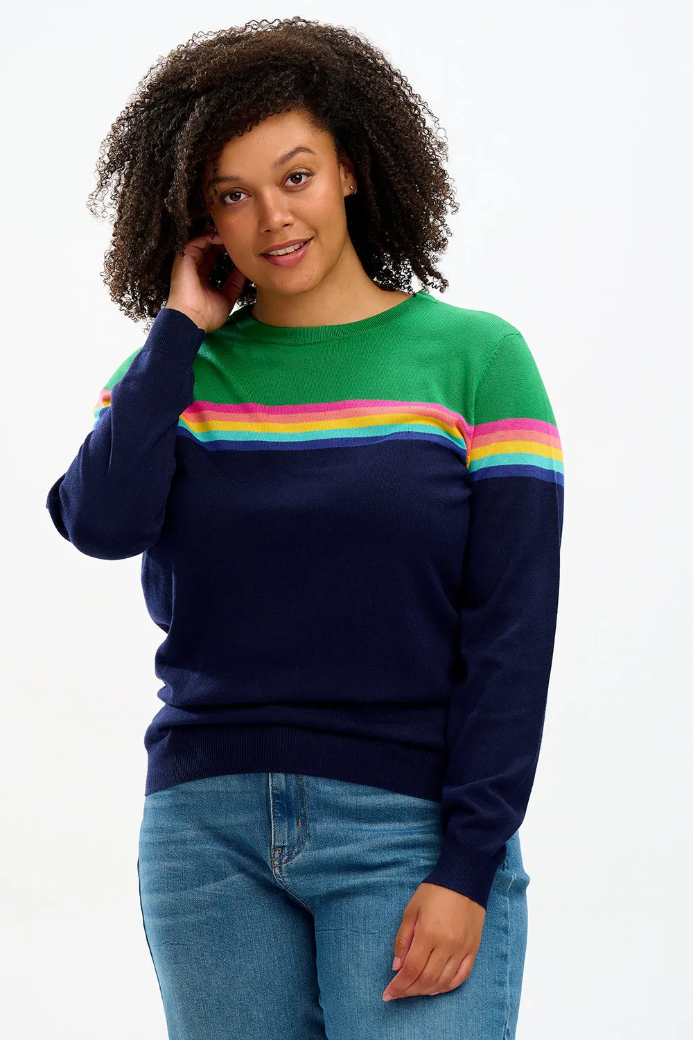 Rita Jumper - Navy/Green, Rainbow Split