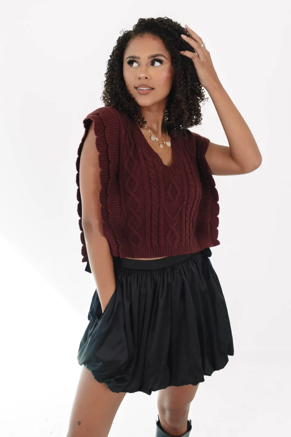 Romantic Nights Sweater Vest - Burgundy