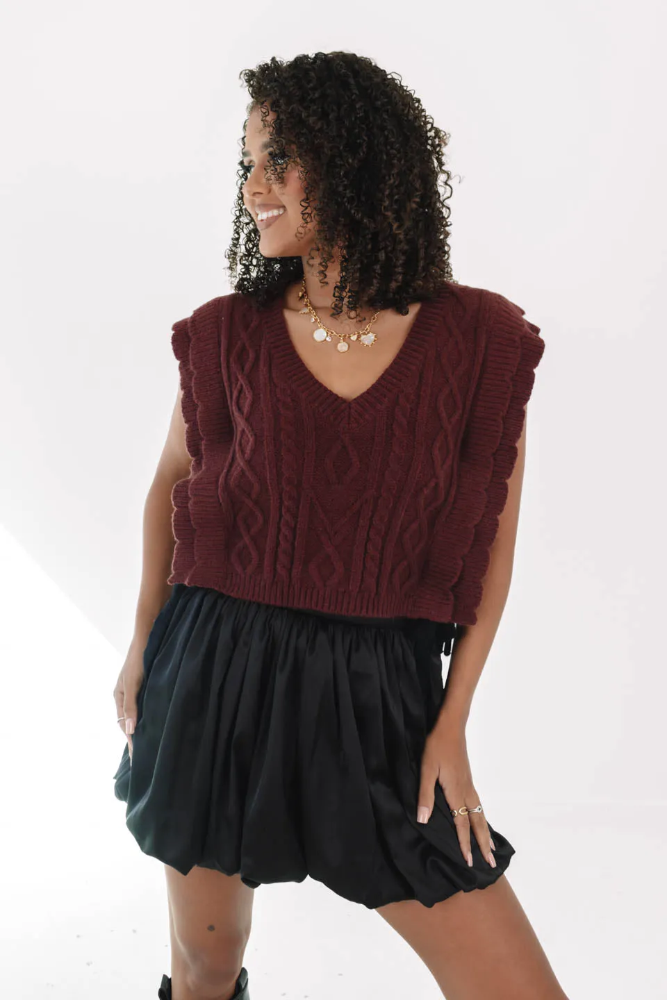 Romantic Nights Sweater Vest - Burgundy