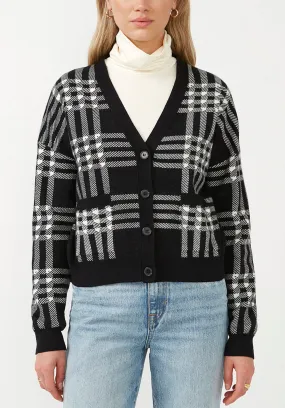 Rosina Women's Cardigan in Black & White Plaid - SW0036F