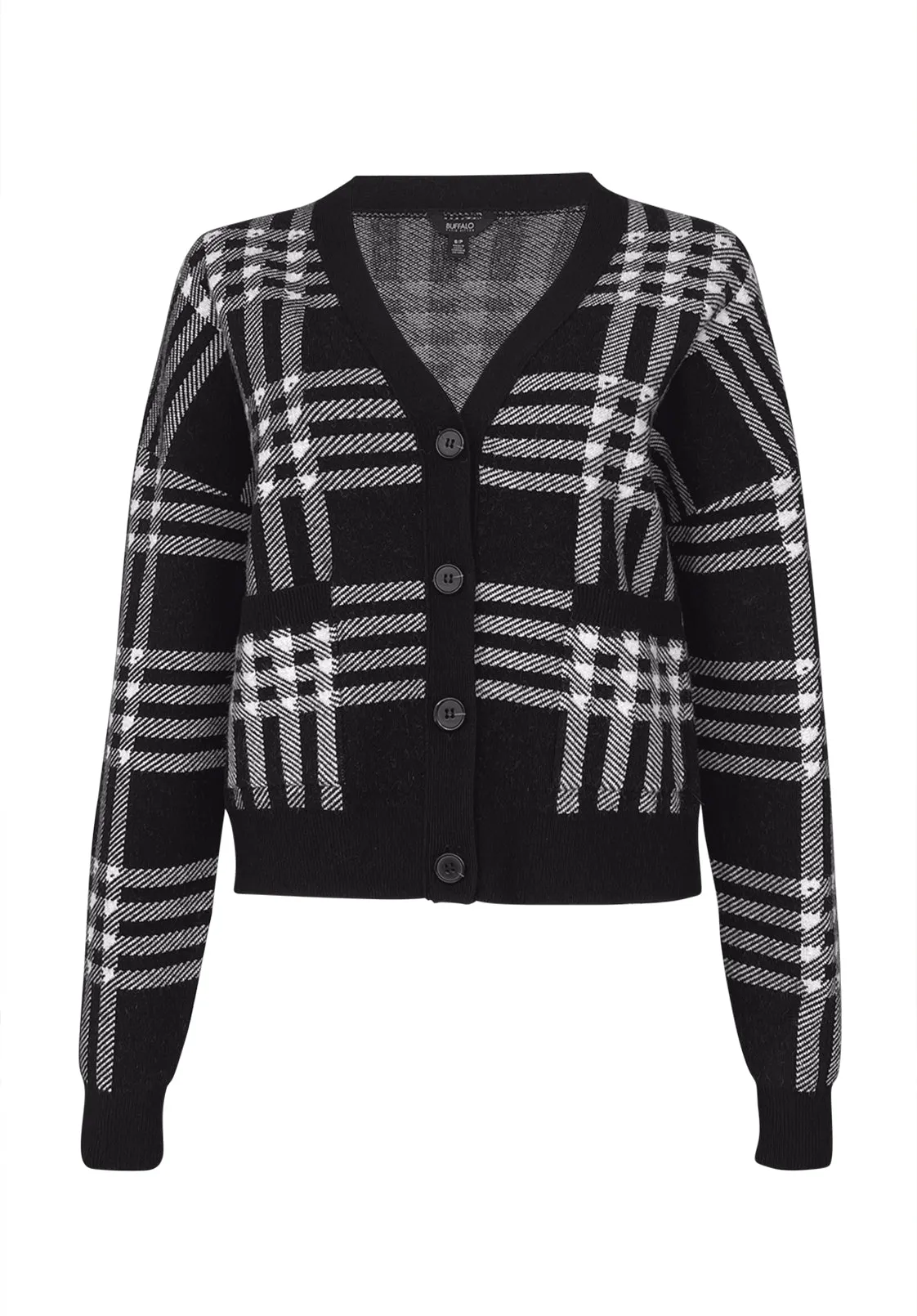 Rosina Women's Cardigan in Black & White Plaid - SW0036F