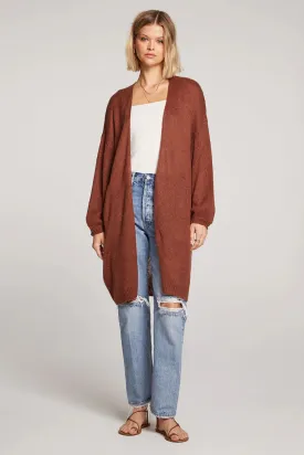 SAL Emersyn Long Sweater Cardigan in Pecan