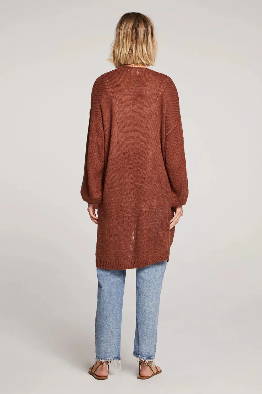 SAL Emersyn Long Sweater Cardigan in Pecan