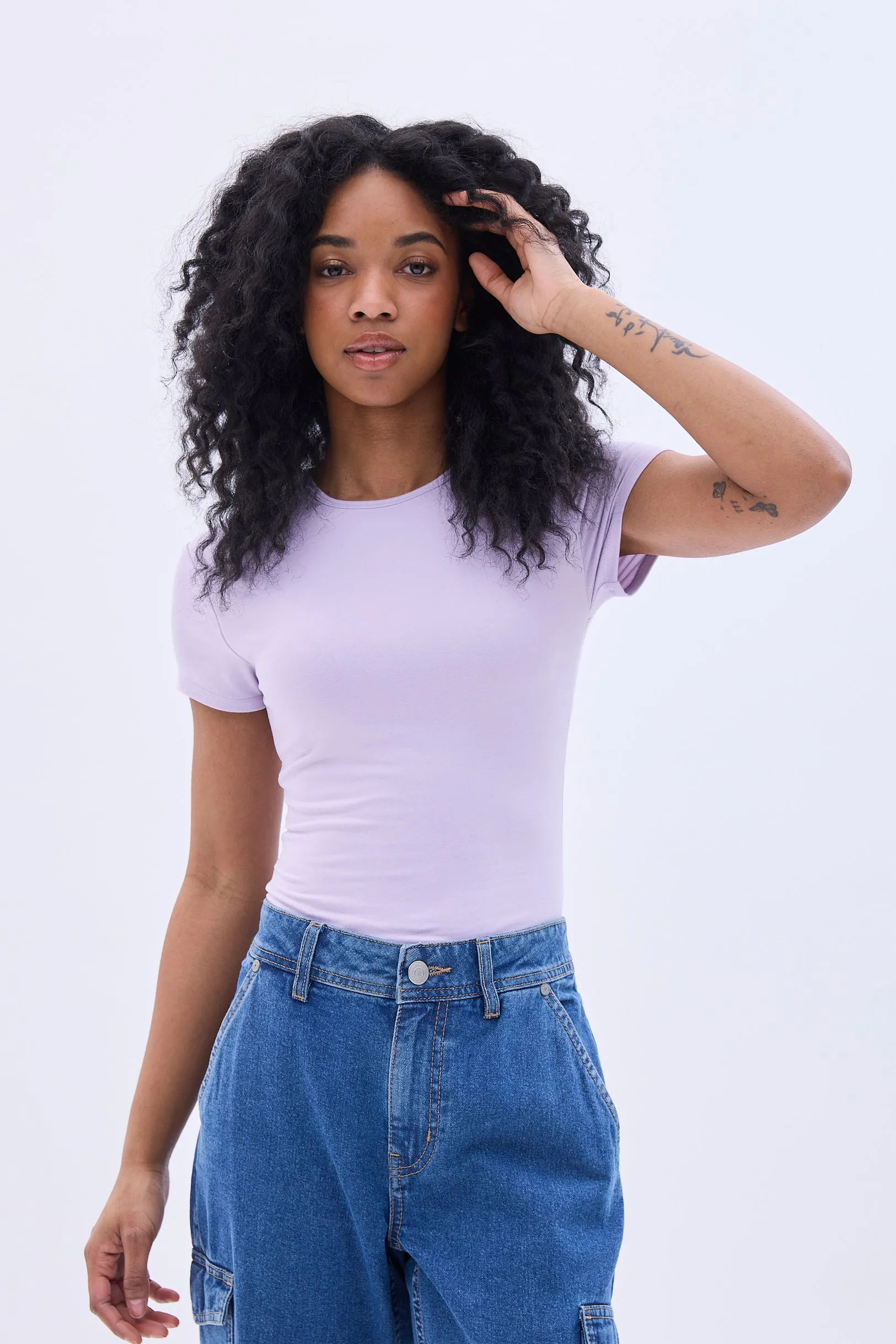 Short Sleeve Crew Neck Bodysuit