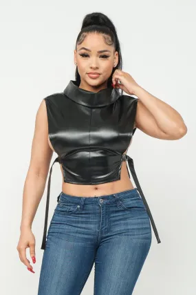 Sides Out Faux Leather Top