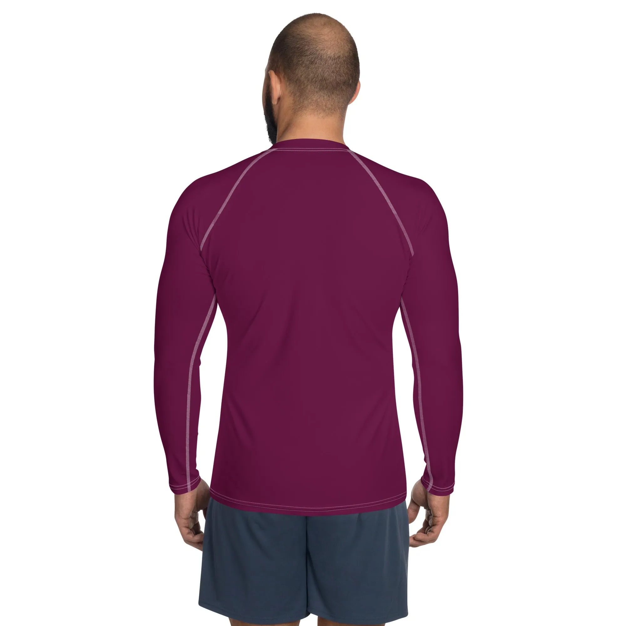 Sleek Sun Protection: Solid Color Rash Guard for Men - Tyrian Purple