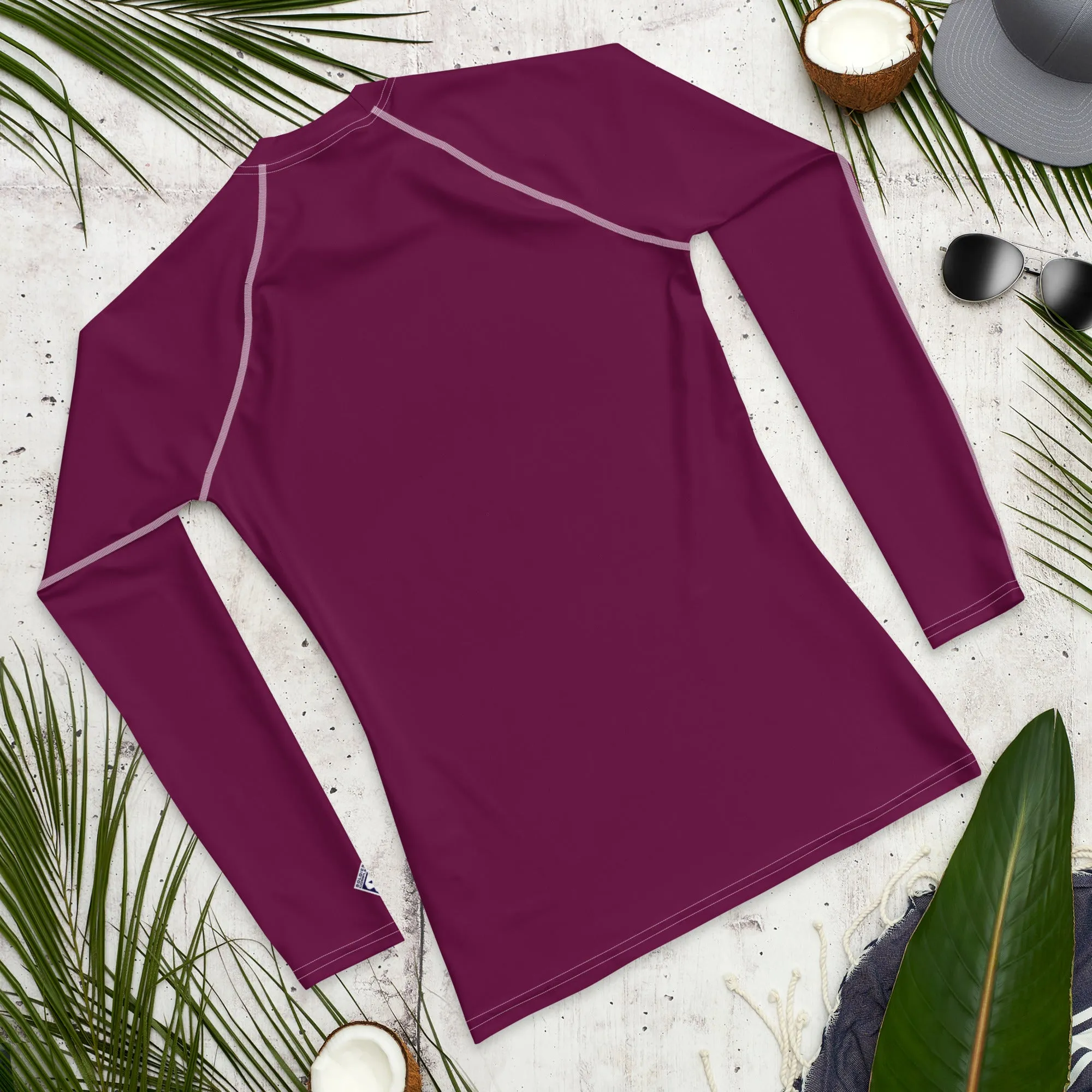 Sleek Sun Protection: Solid Color Rash Guard for Men - Tyrian Purple