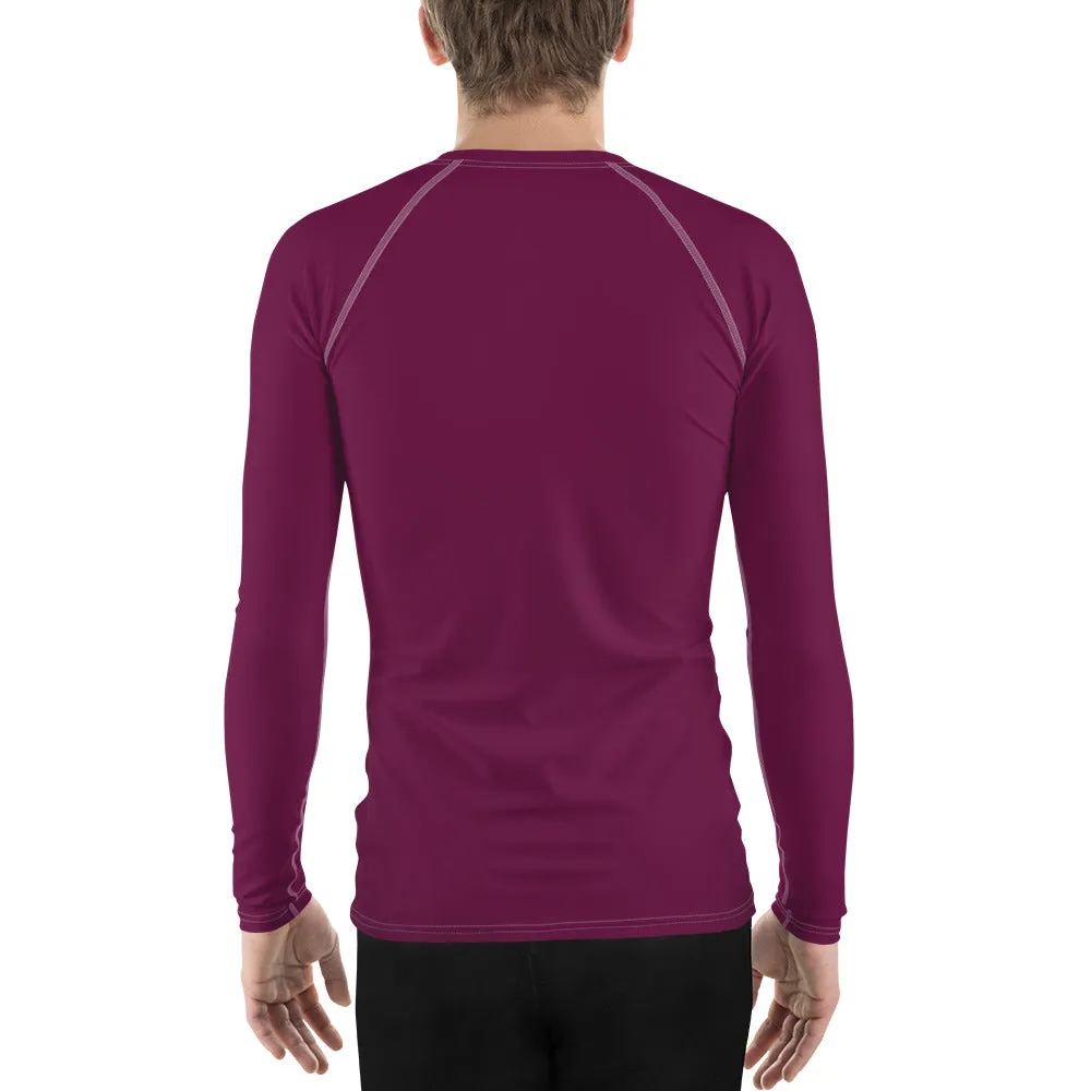 Sleek Sun Protection: Solid Color Rash Guard for Men - Tyrian Purple