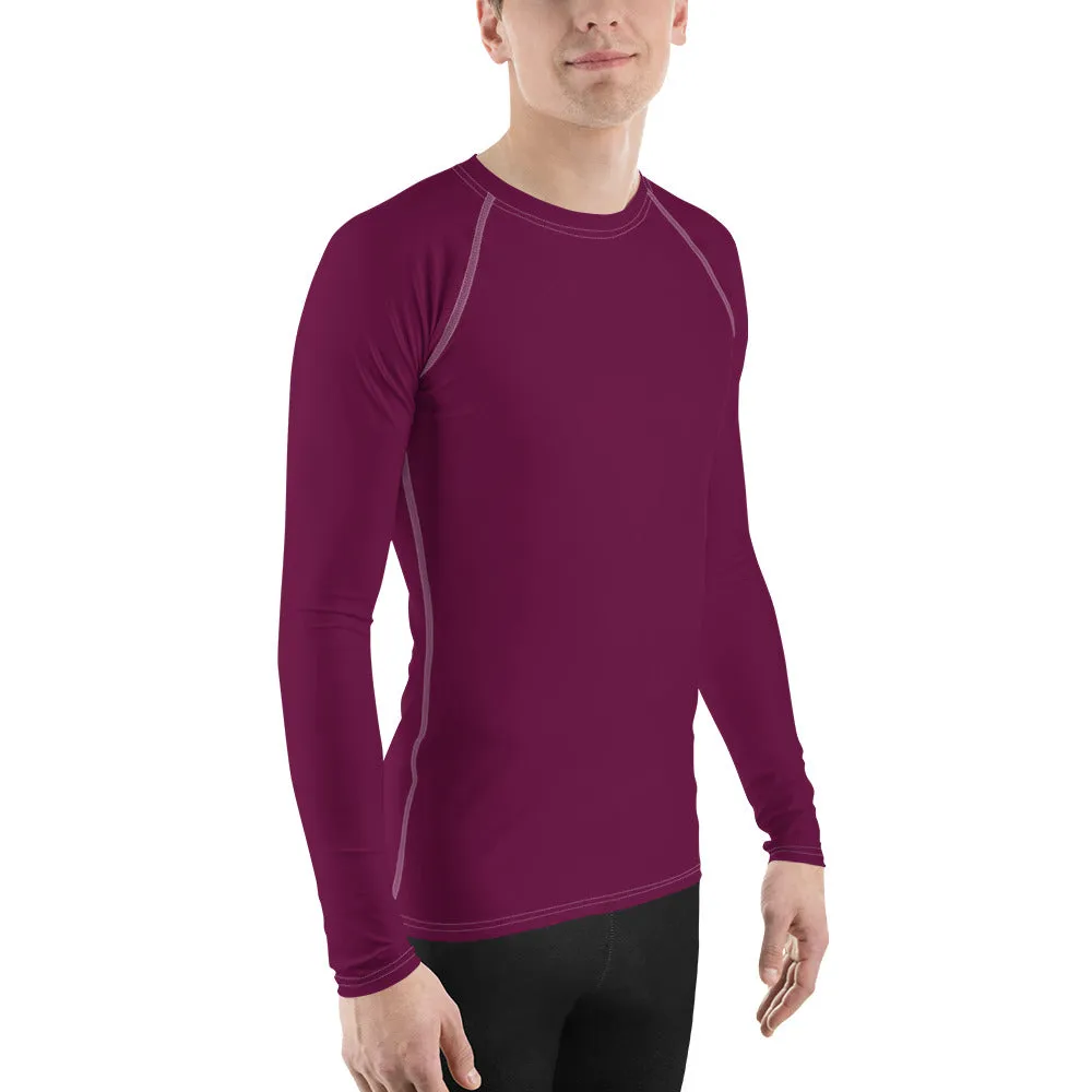 Sleek Sun Protection: Solid Color Rash Guard for Men - Tyrian Purple