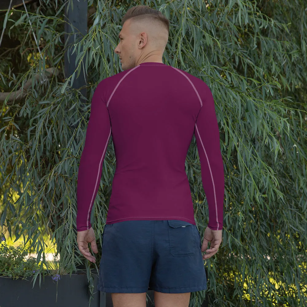 Sleek Sun Protection: Solid Color Rash Guard for Men - Tyrian Purple