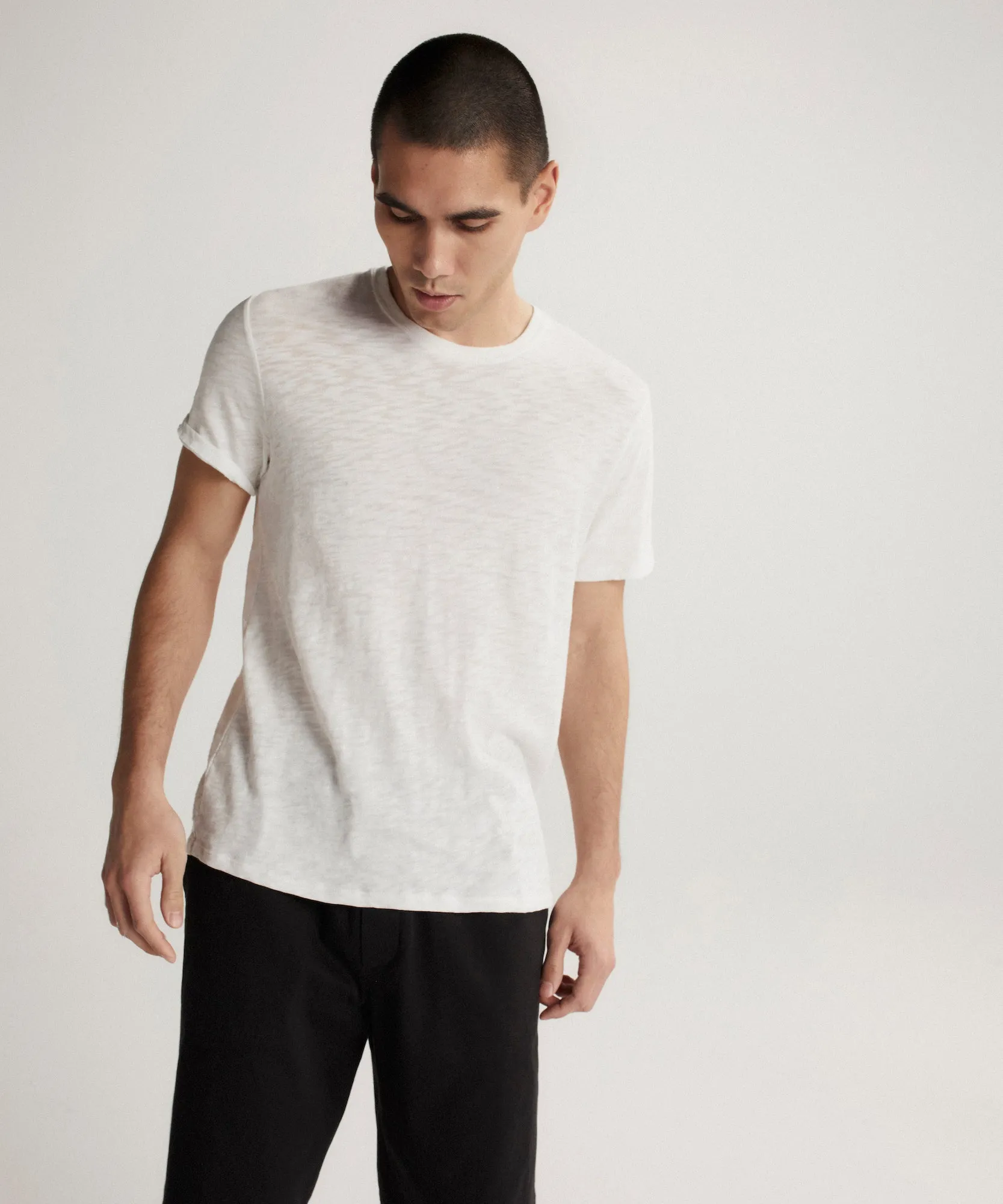 Slub Jersey Crew Neck Tee - White