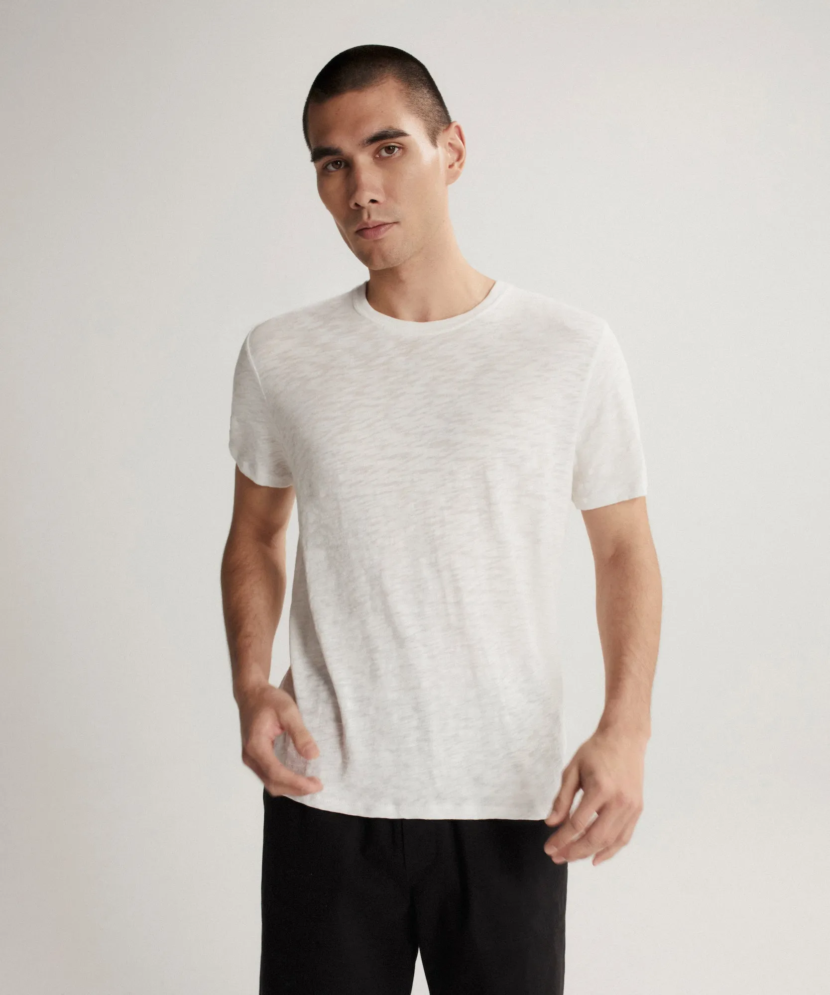 Slub Jersey Crew Neck Tee - White