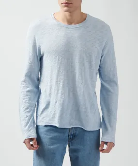 Slub Jersey Long Sleeve Destroyed Wash Tee - Powder Blue