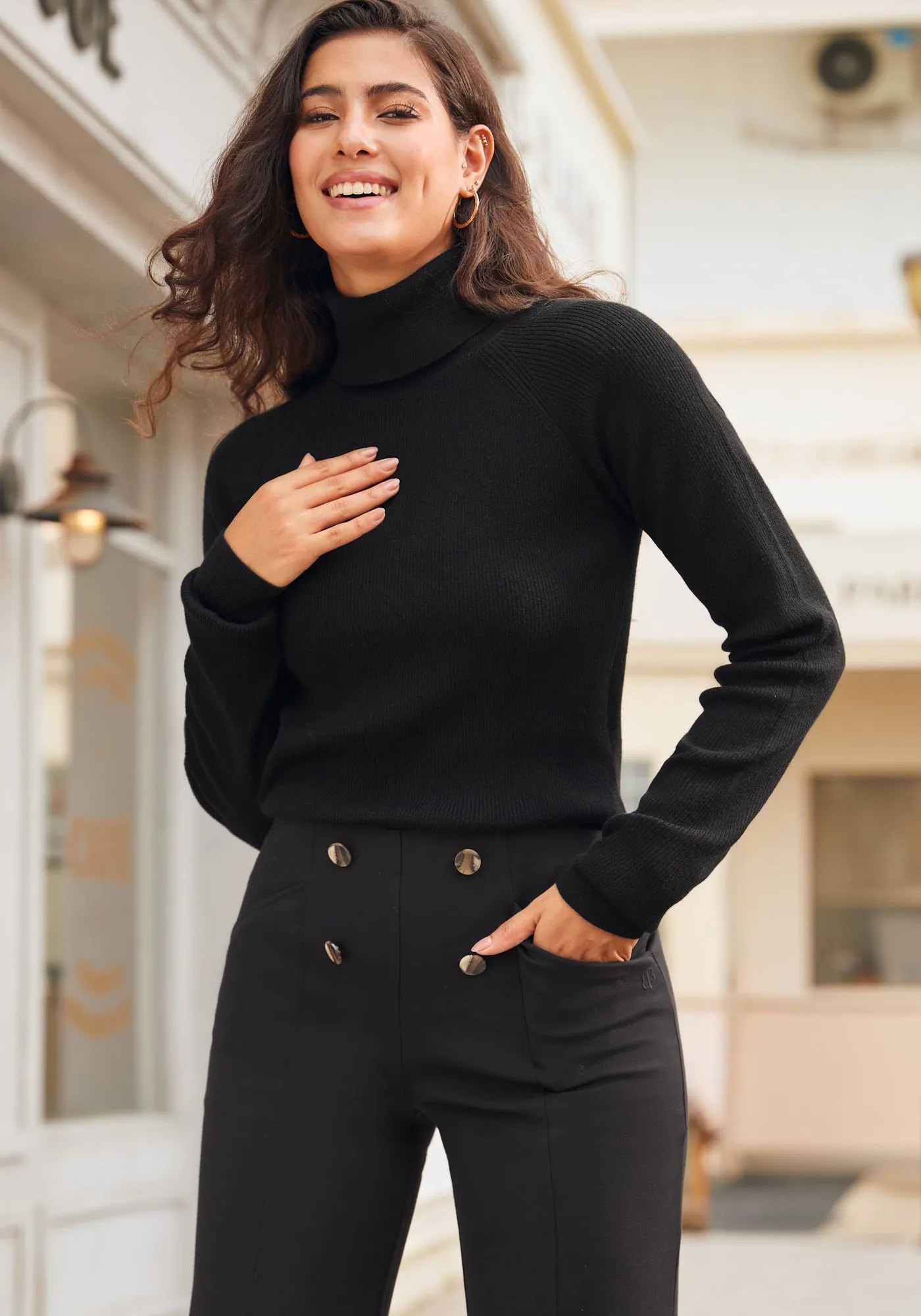 SoftBlend Merino Turtleneck (Black)