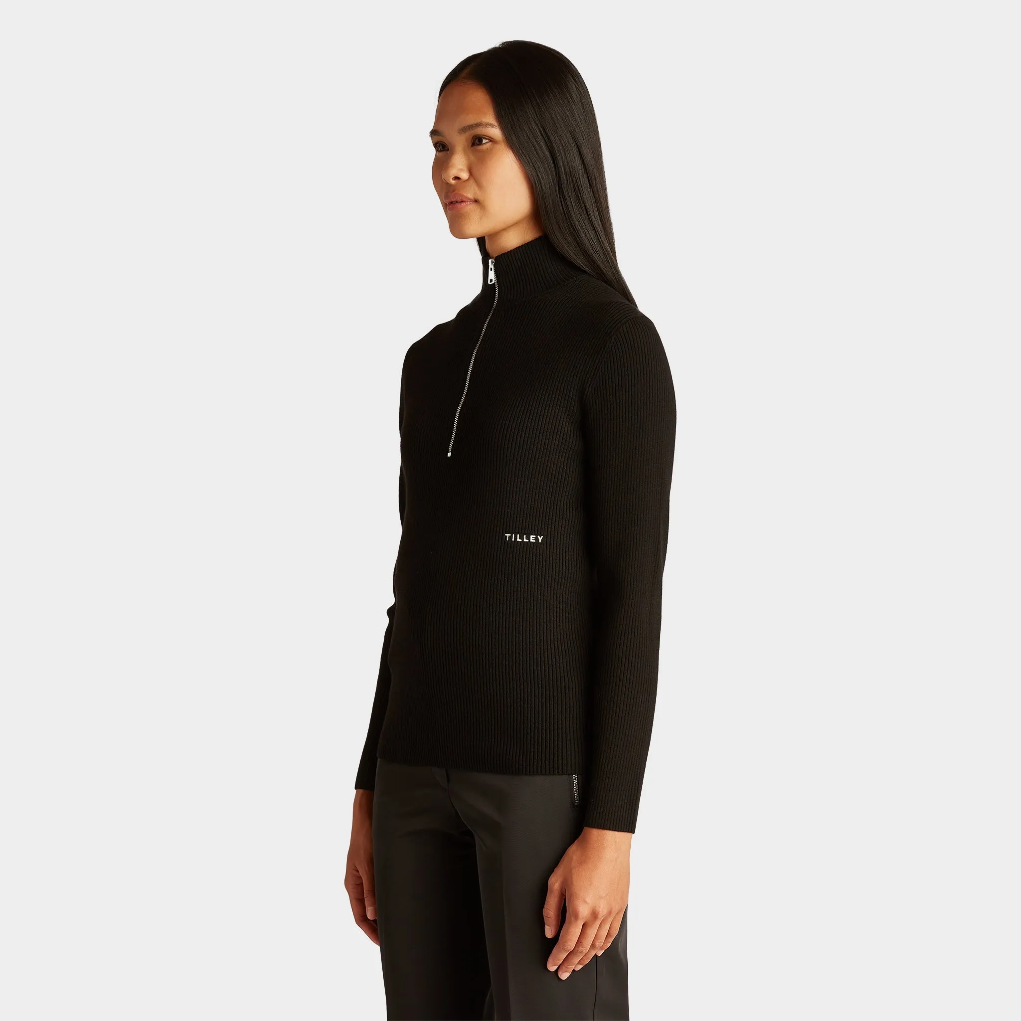 Stretch Merino Zip Turtleneck