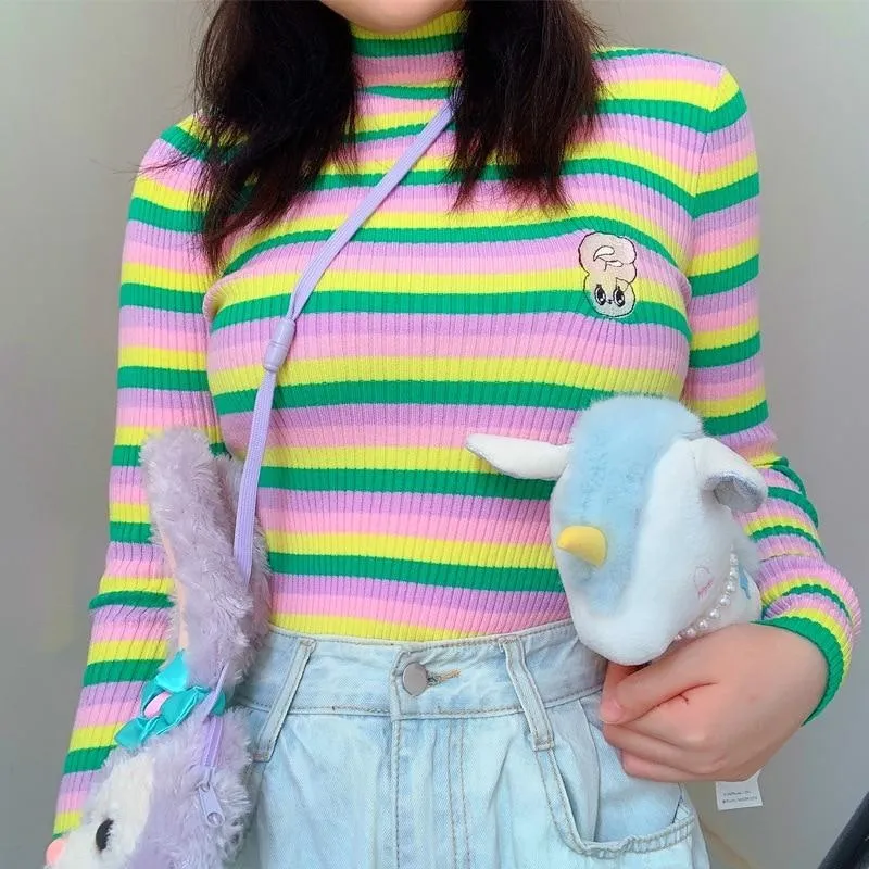 Striped Bunny Turtleneck