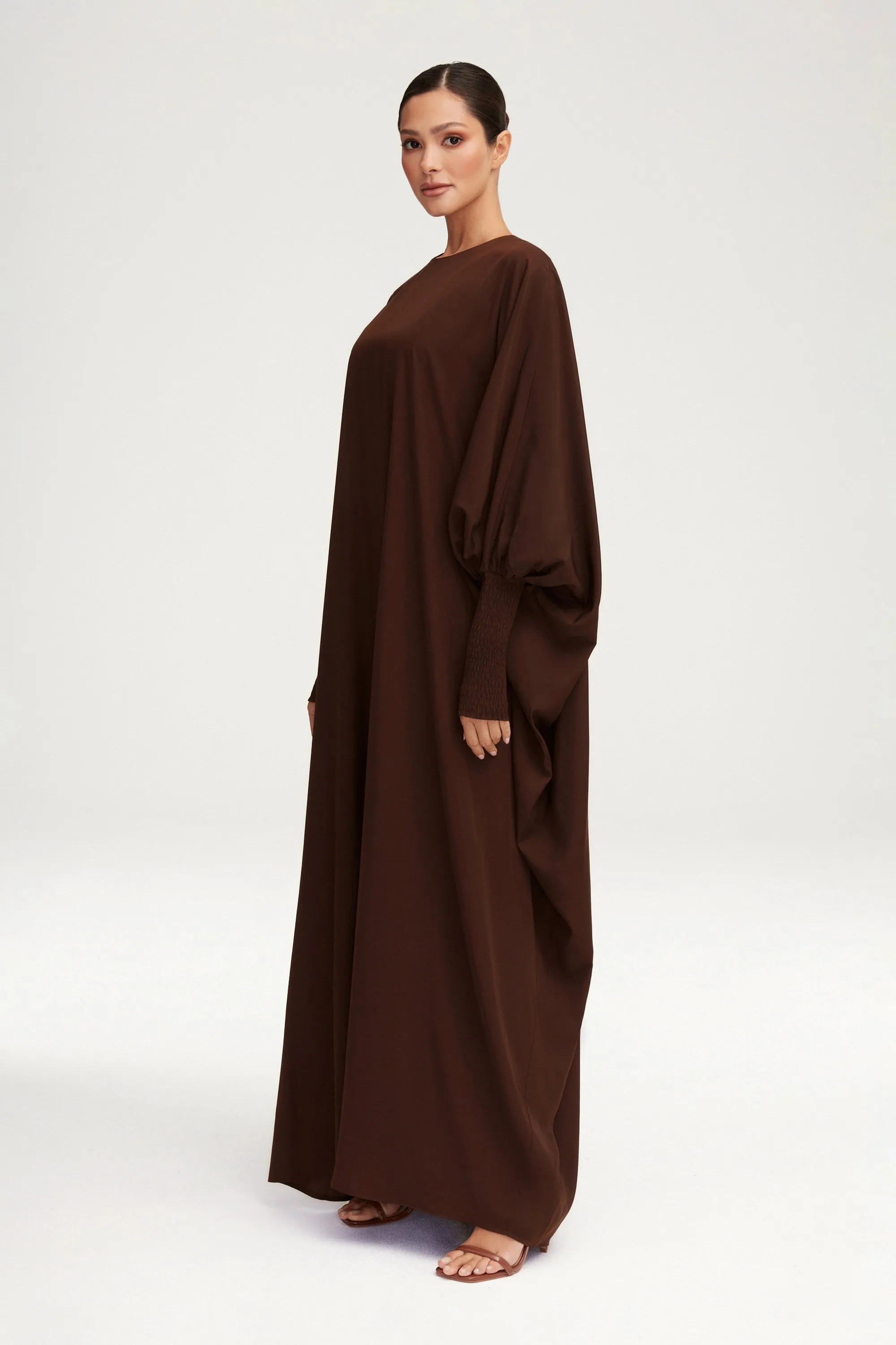 Suha Smocked Sleeve Kaftan - Espresso