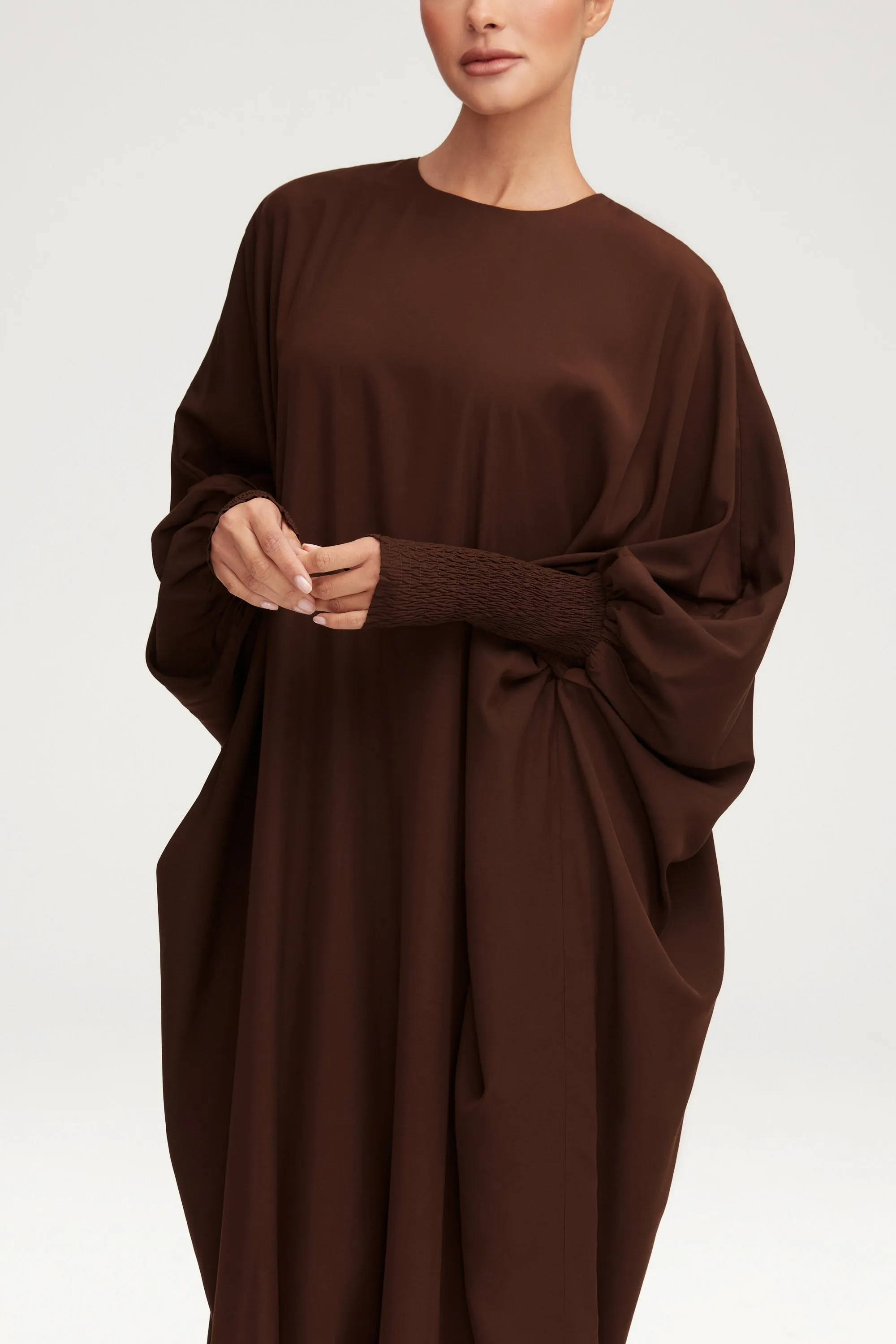 Suha Smocked Sleeve Kaftan - Espresso