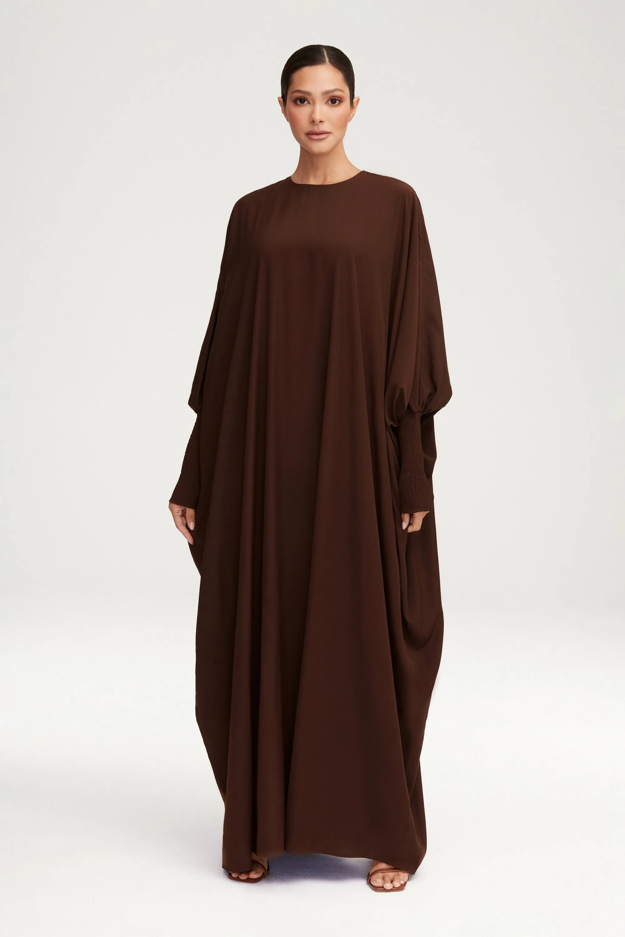 Suha Smocked Sleeve Kaftan - Espresso