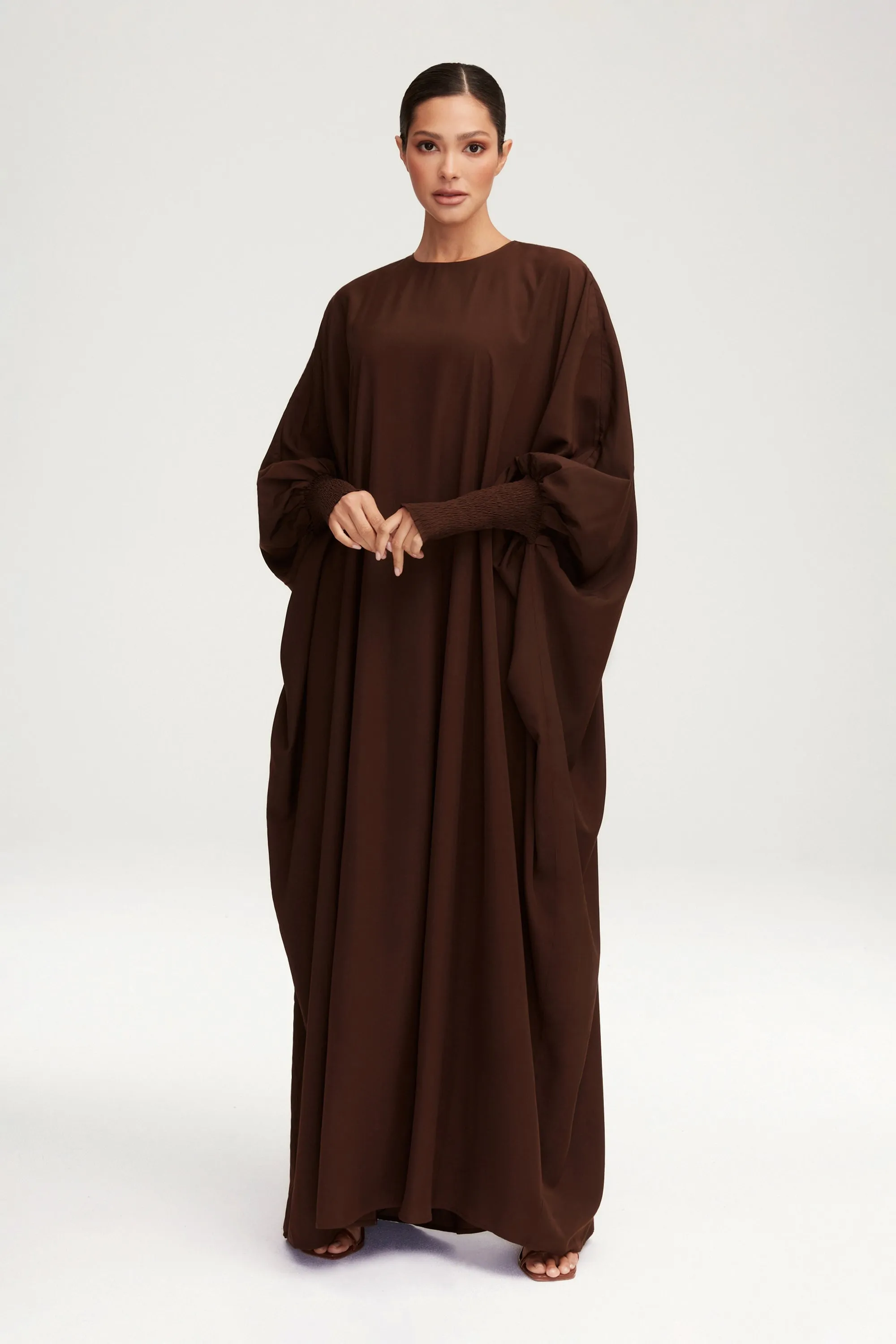 Suha Smocked Sleeve Kaftan - Espresso