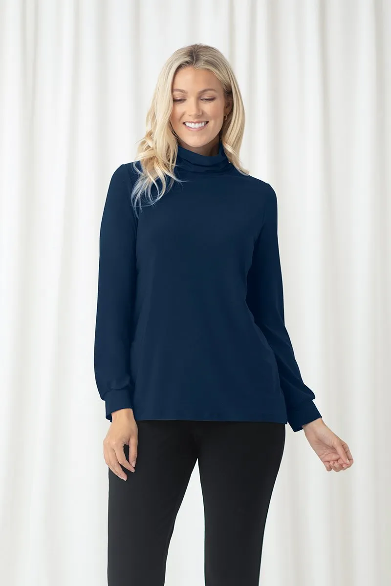 Sympli Turtle Neck Gathered Sleeve Top