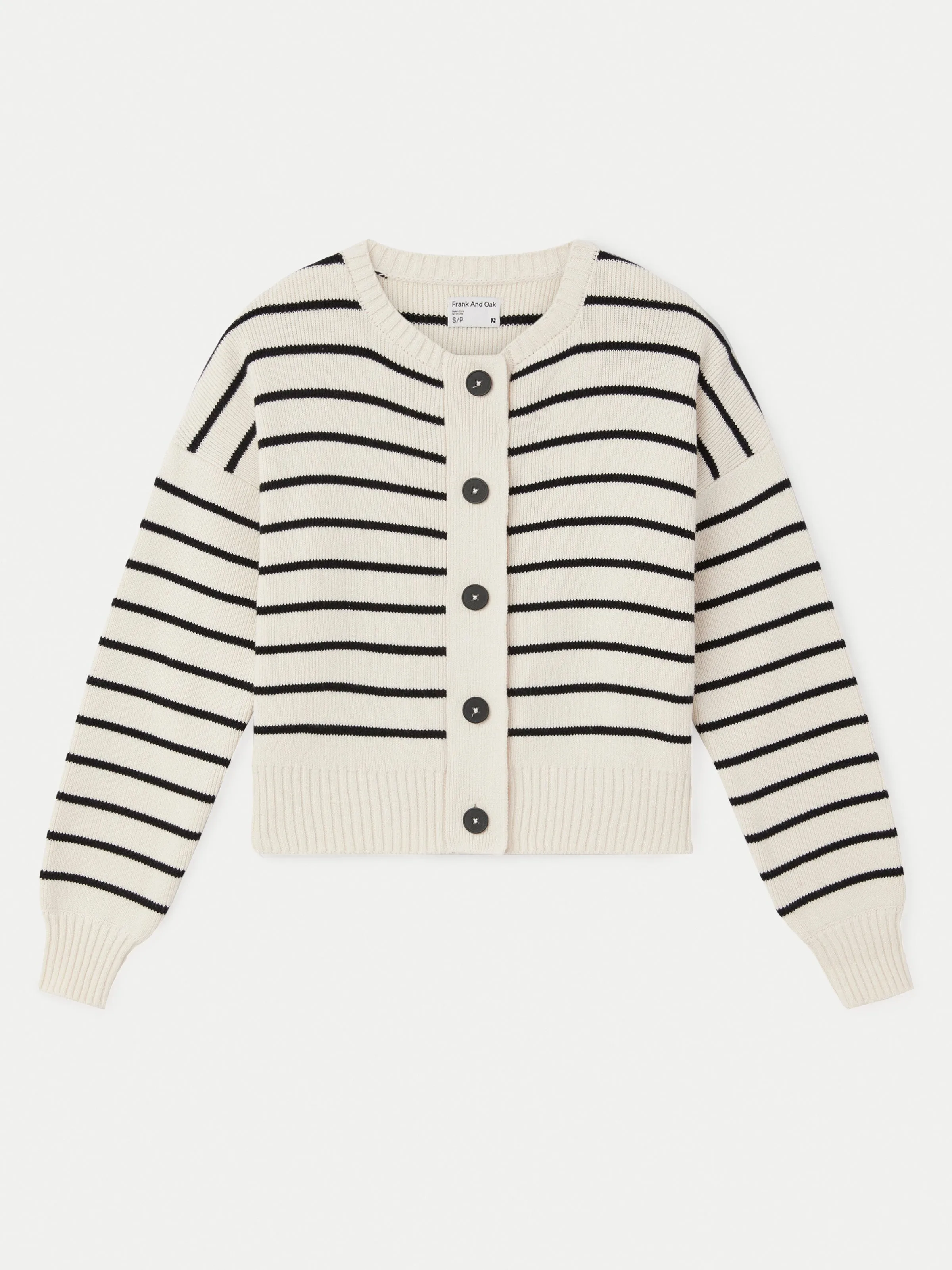 The Striped Bubble Cardigan in Black