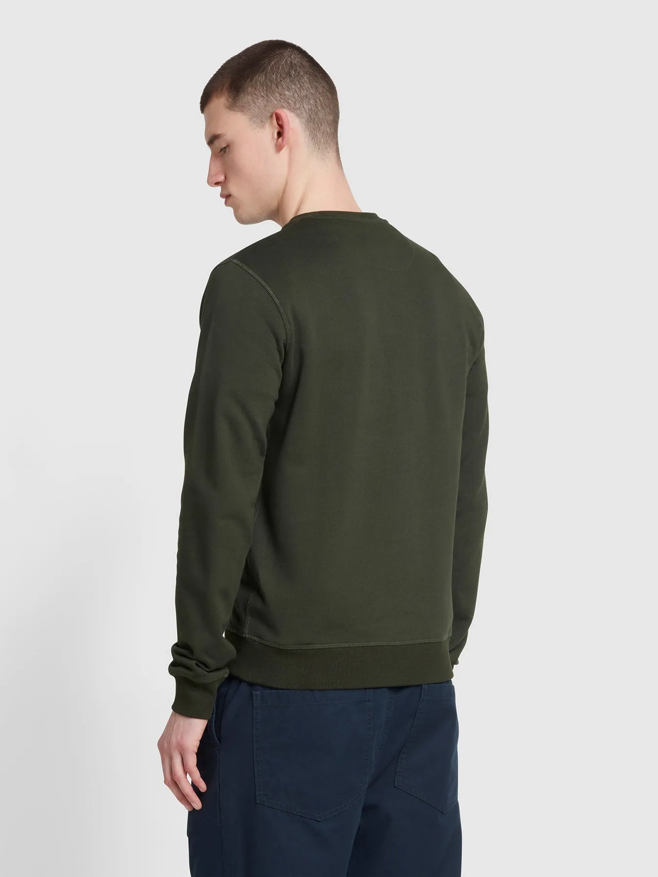 Tim Organic Cotton Crew Neck Sweatshirt In Evergreen