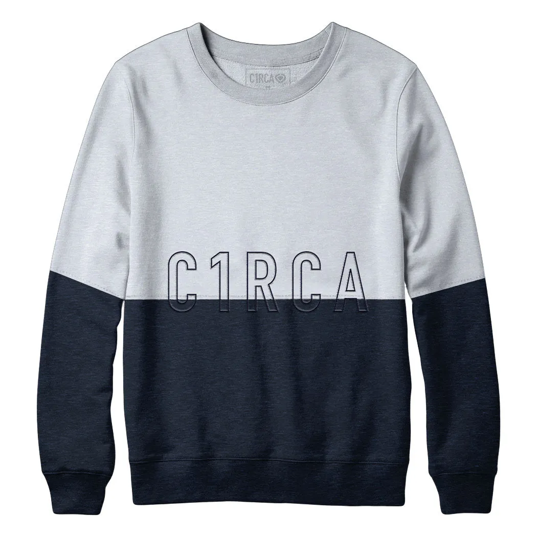 TYPE TRACK Block Crew - Heather Grey/New French Navy