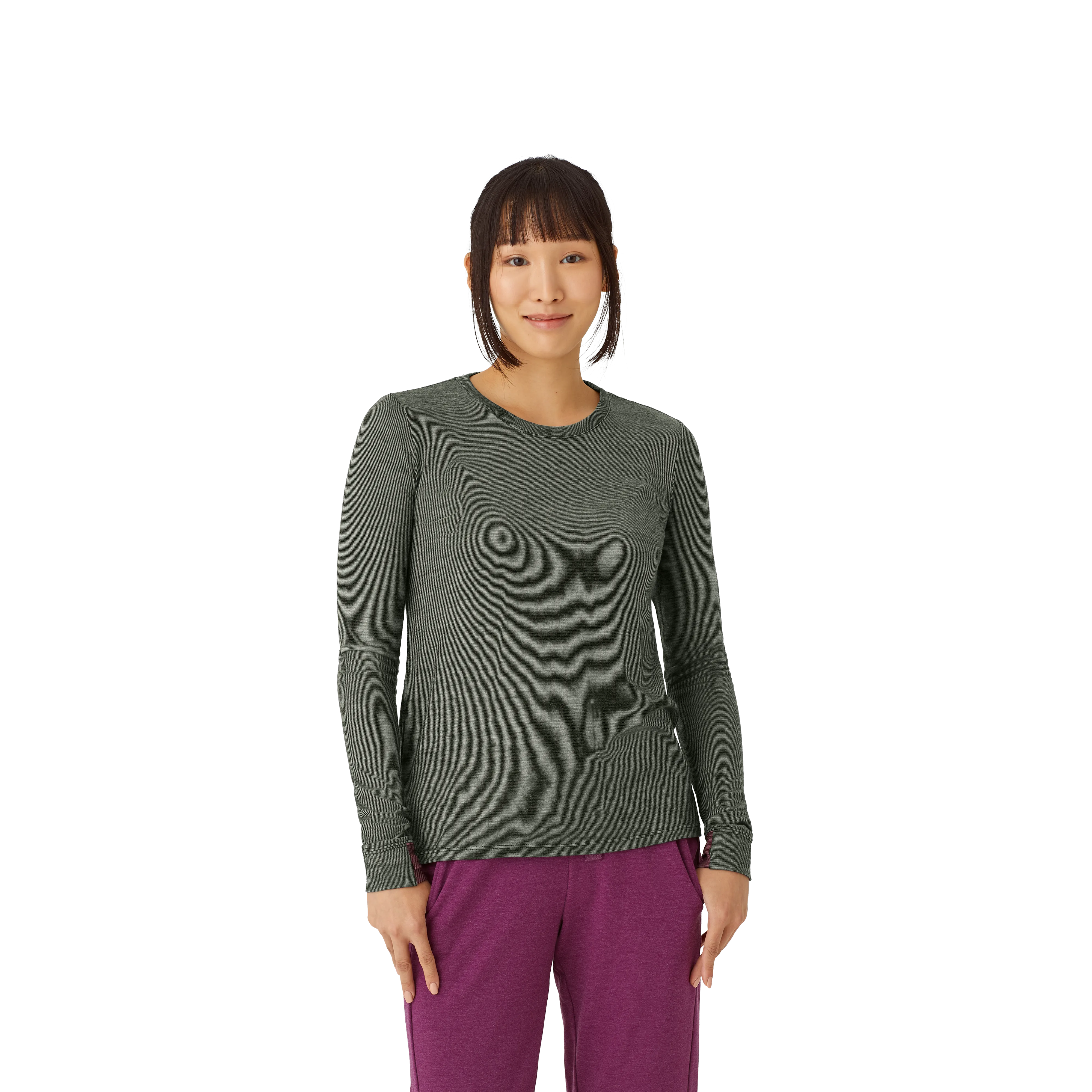 Women's Merino Wool Blend Crew Neck Long Sleeve T-Shirt