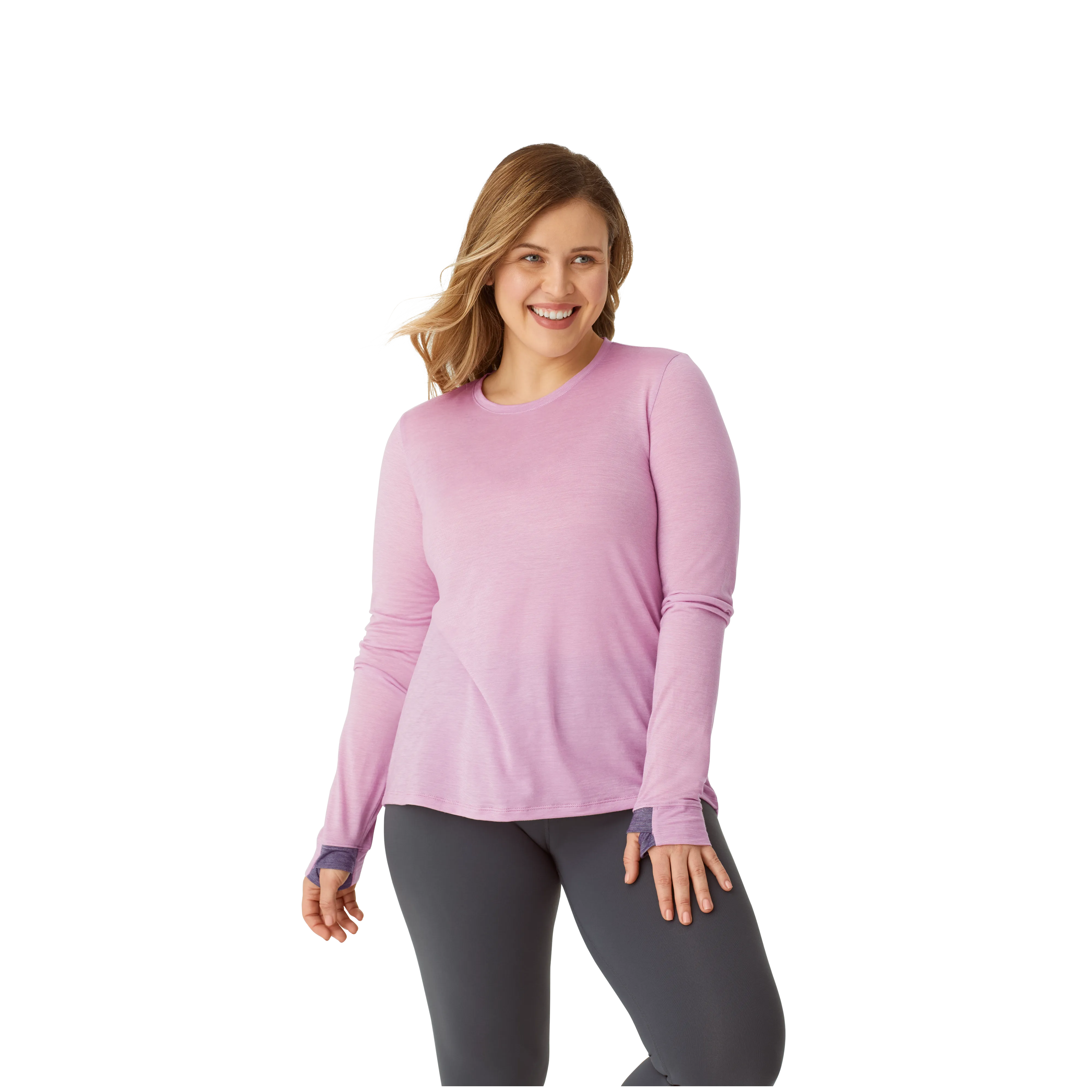 Women's Merino Wool Blend Crew Neck Long Sleeve T-Shirt