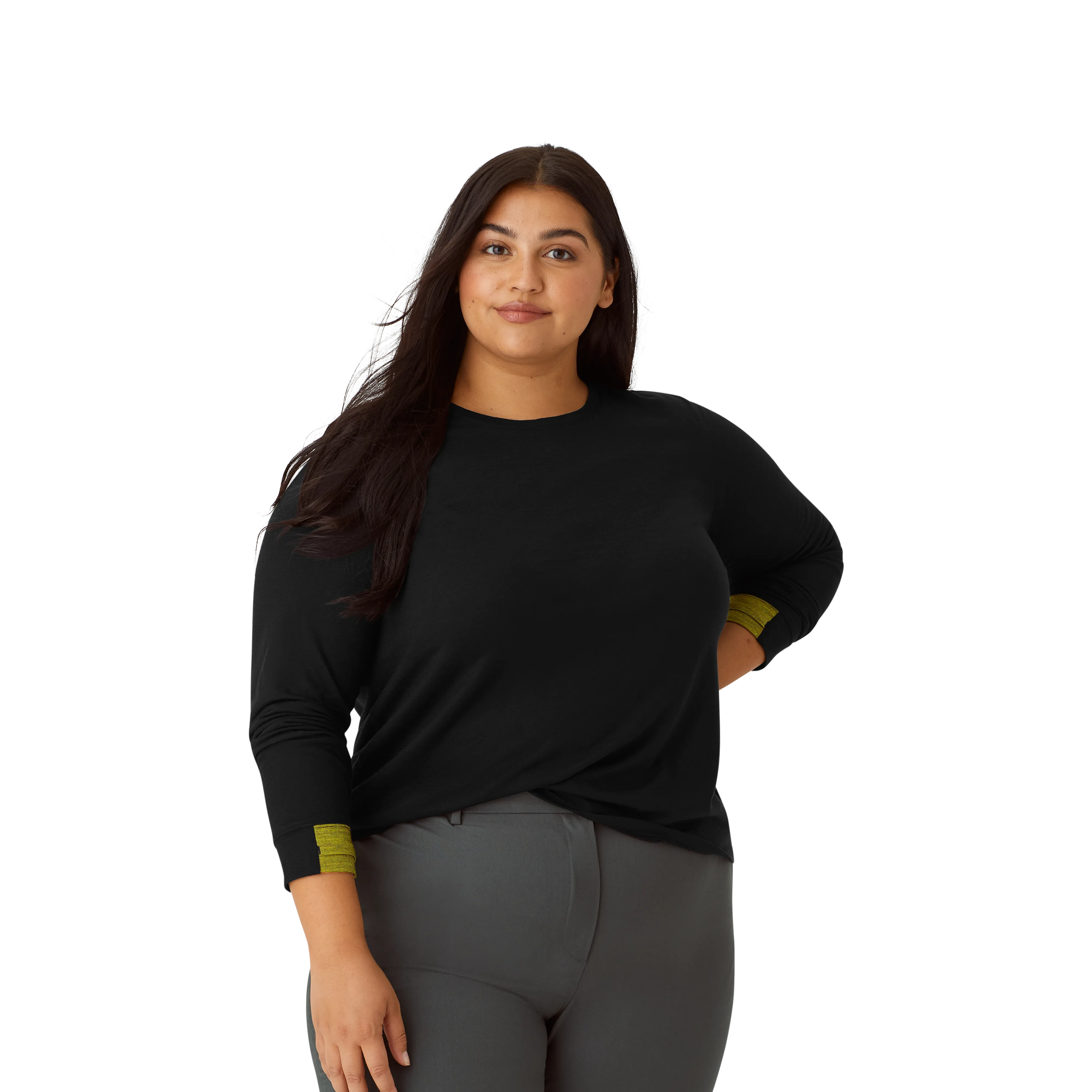 Women's Merino Wool Blend Crew Neck Long Sleeve T-Shirt