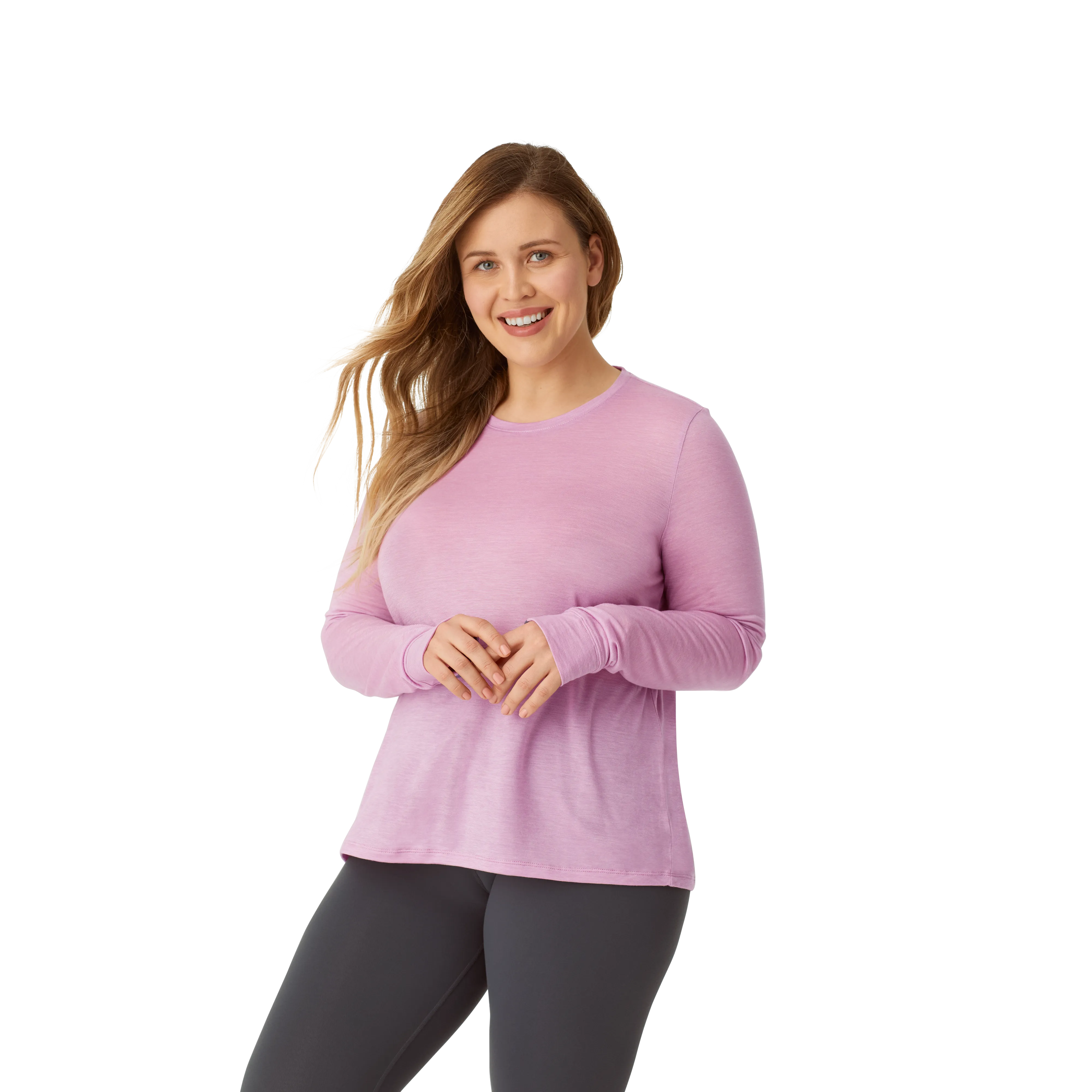 Women's Merino Wool Blend Crew Neck Long Sleeve T-Shirt