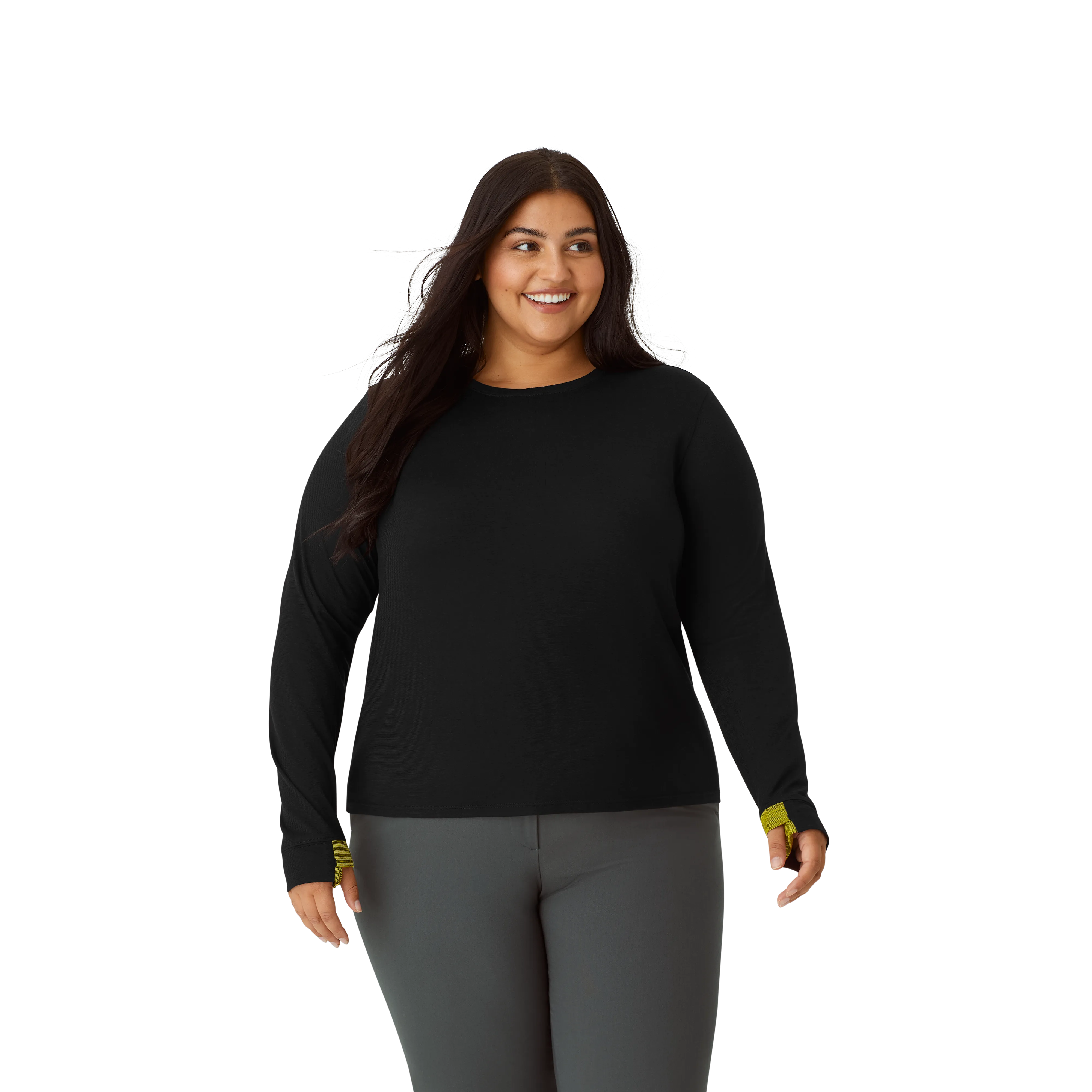 Women's Merino Wool Blend Crew Neck Long Sleeve T-Shirt