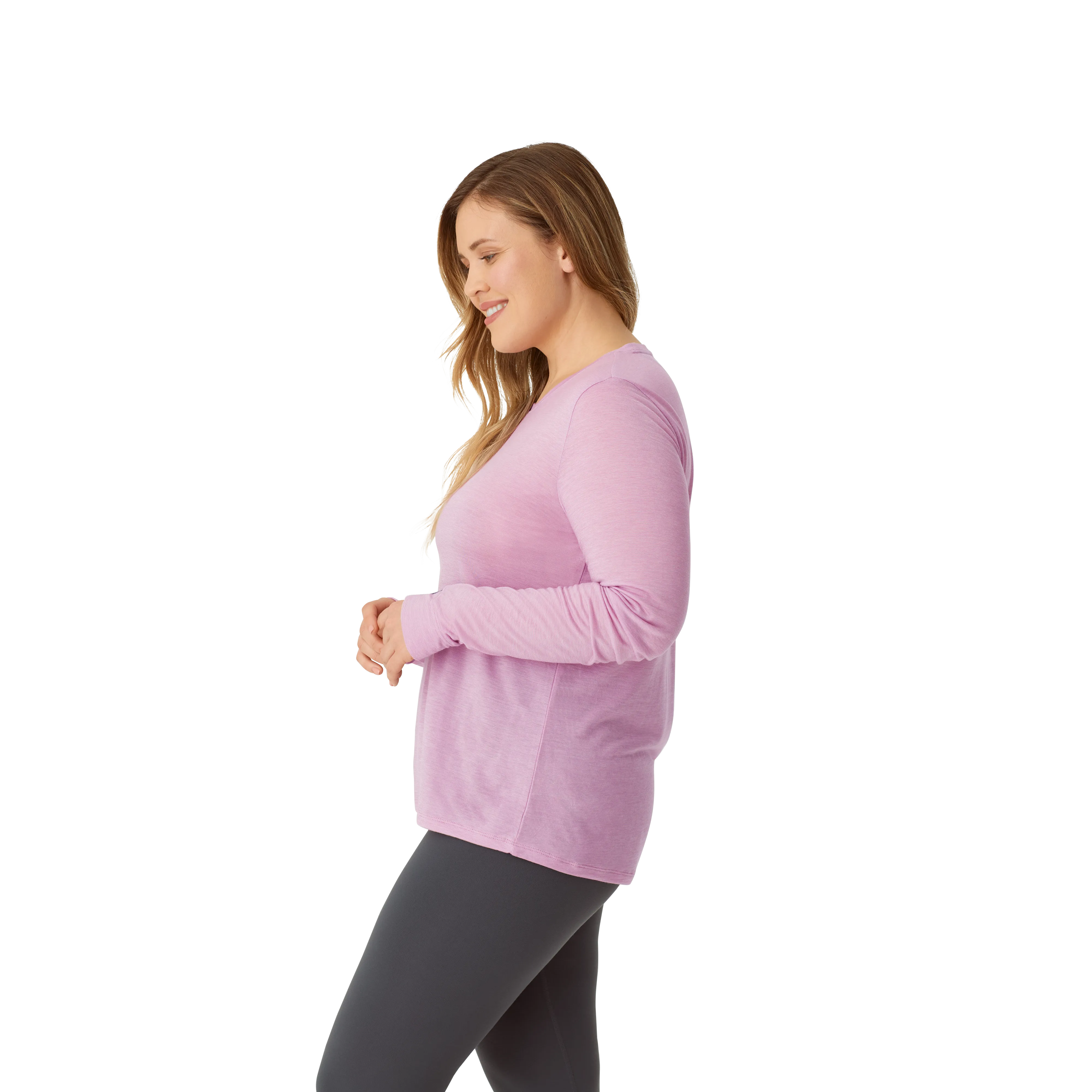 Women's Merino Wool Blend Crew Neck Long Sleeve T-Shirt