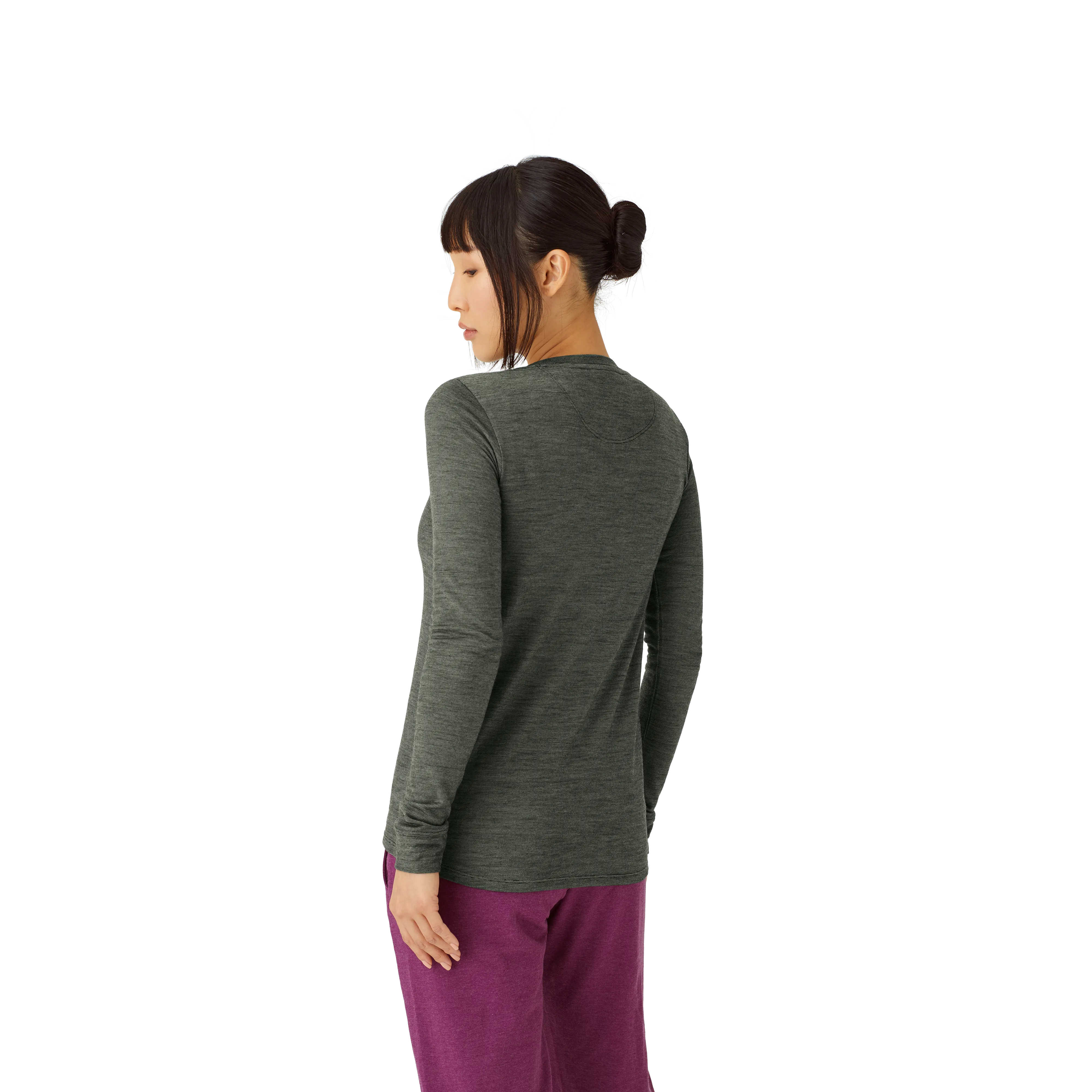 Women's Merino Wool Blend Crew Neck Long Sleeve T-Shirt