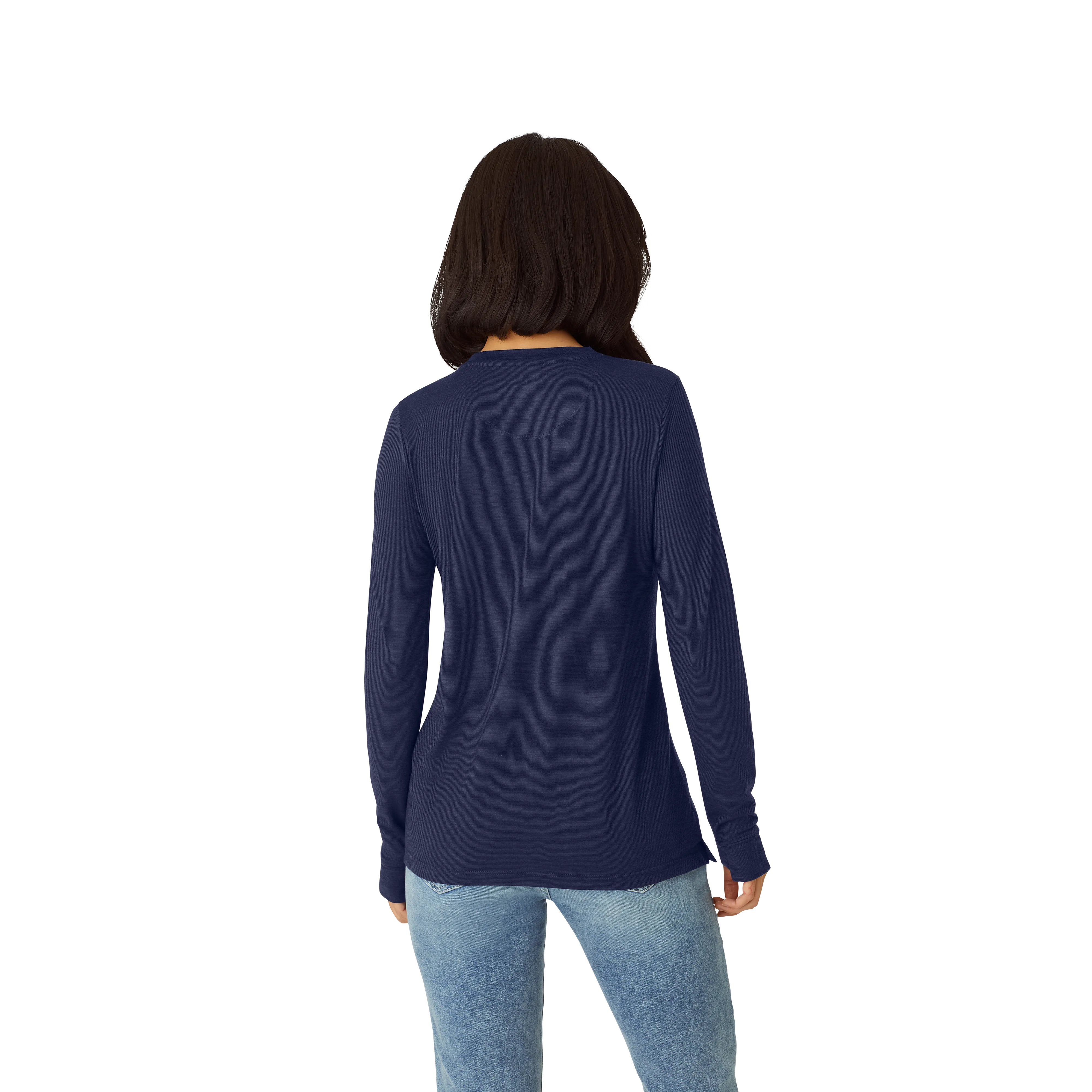 Women's Merino Wool Blend Crew Neck Long Sleeve T-Shirt